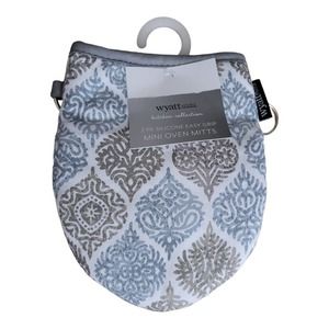 NEW Wyatt Home Mini Oven Mitts with Silicone [Gray, Blue, and White] (Set of 2)